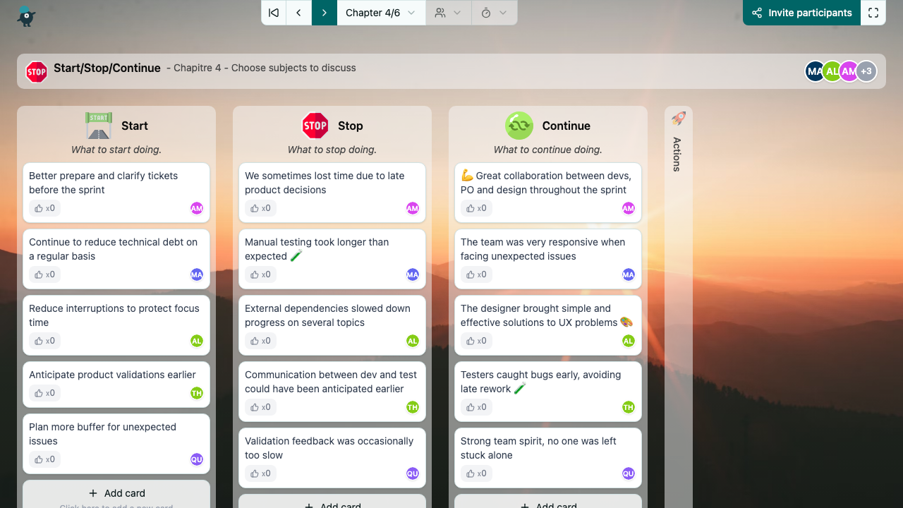 Start/Stop/Continue - choose-subjects
