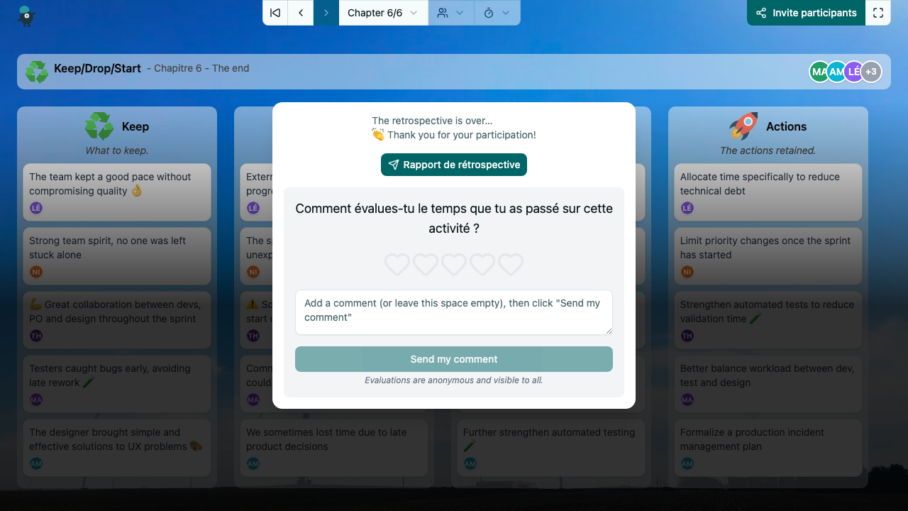 Keep/Drop/Start - end