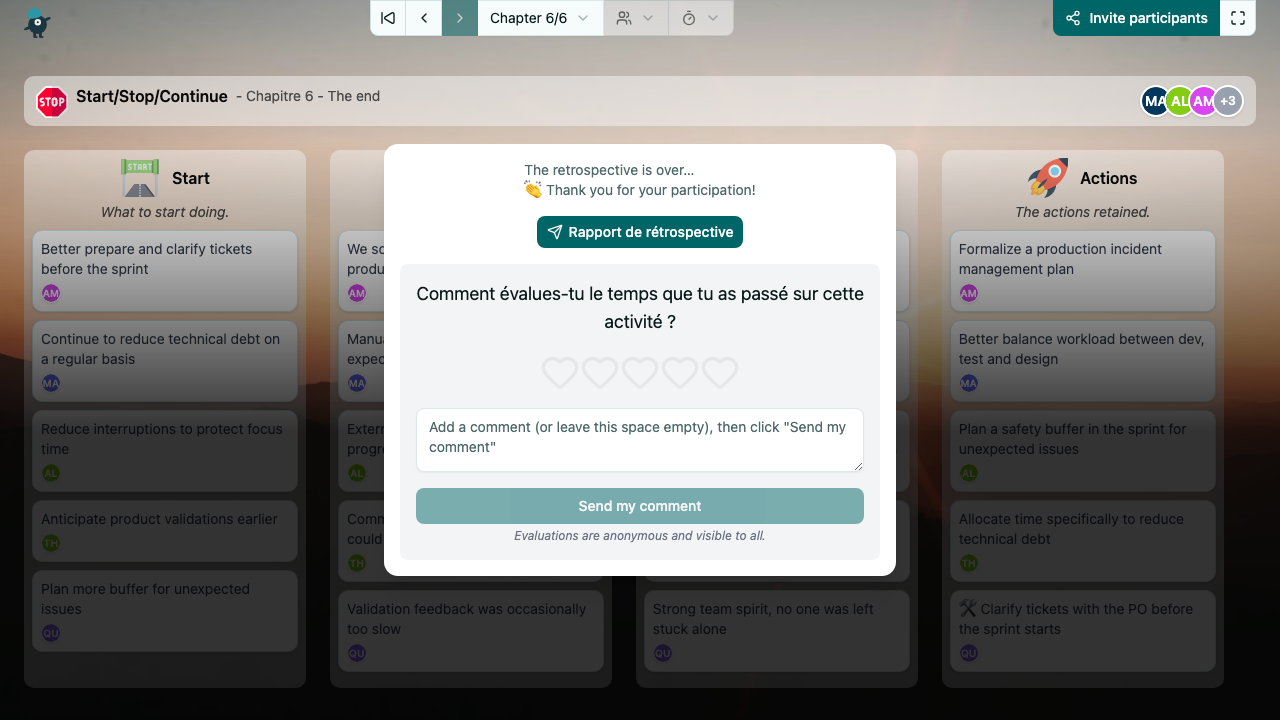 Start/Stop/Continue - end