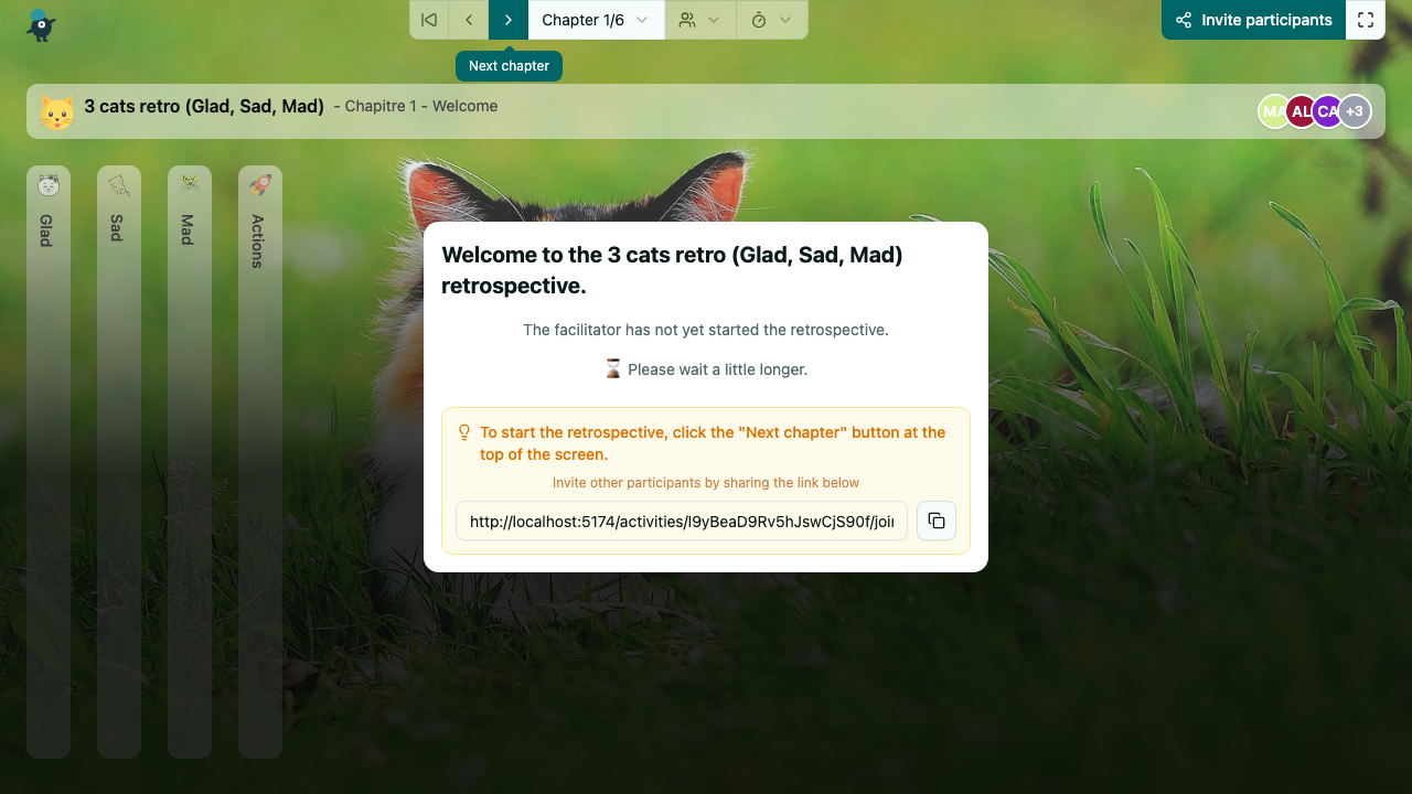 3 cats retro (Glad, Sad, Mad) - welcome
